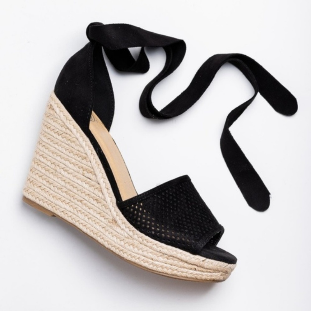 Black Espadrille Wedge